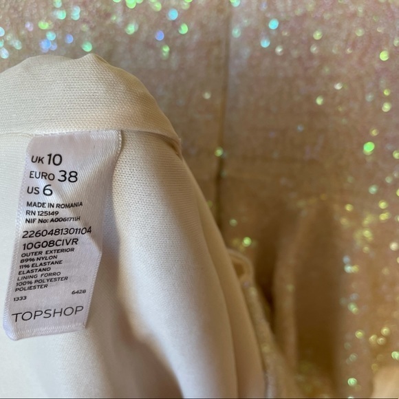 *SOLD* Topshop White Sequin Peplum Mini Dress NWT! Size: 6 - Picture 10 of 11